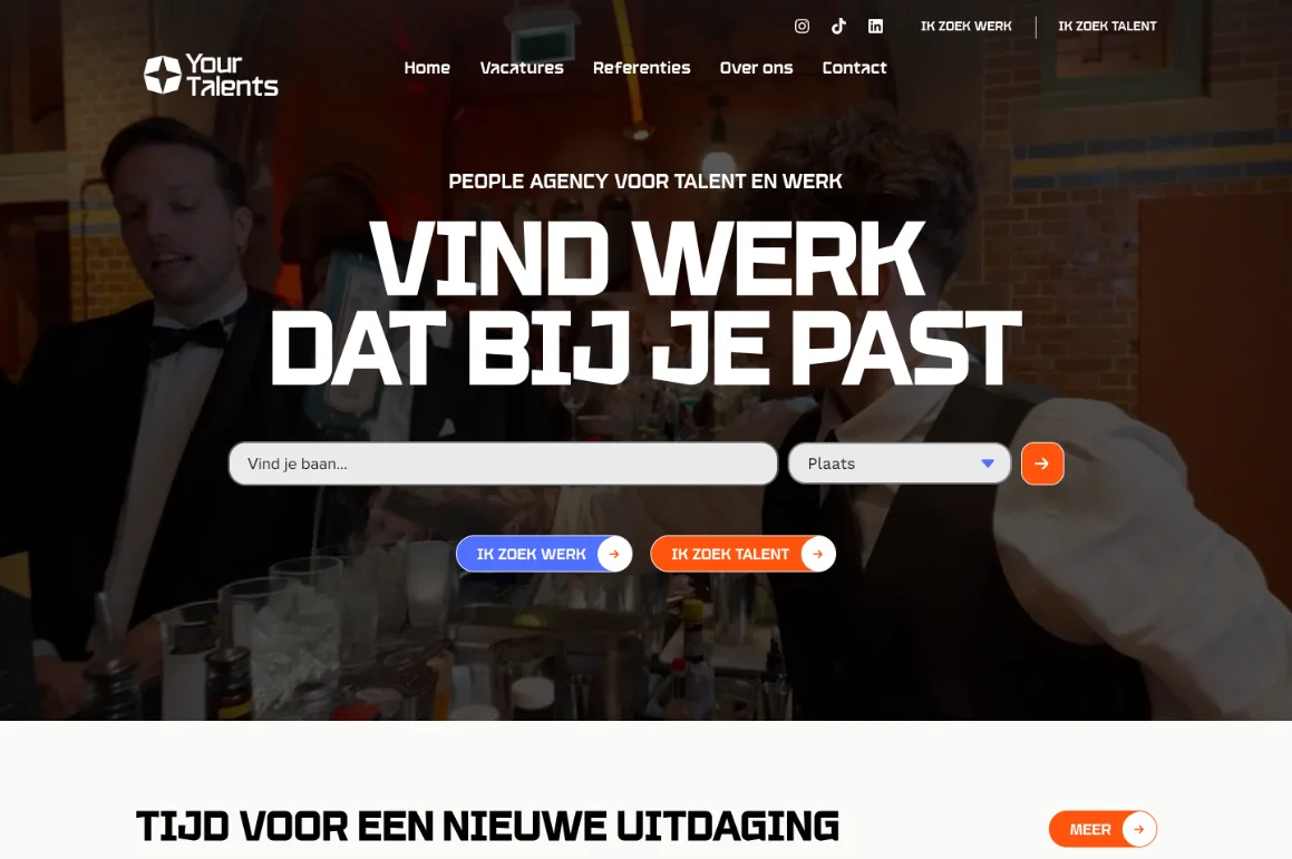 Website Your Talents, gebouwd door Block Marketing